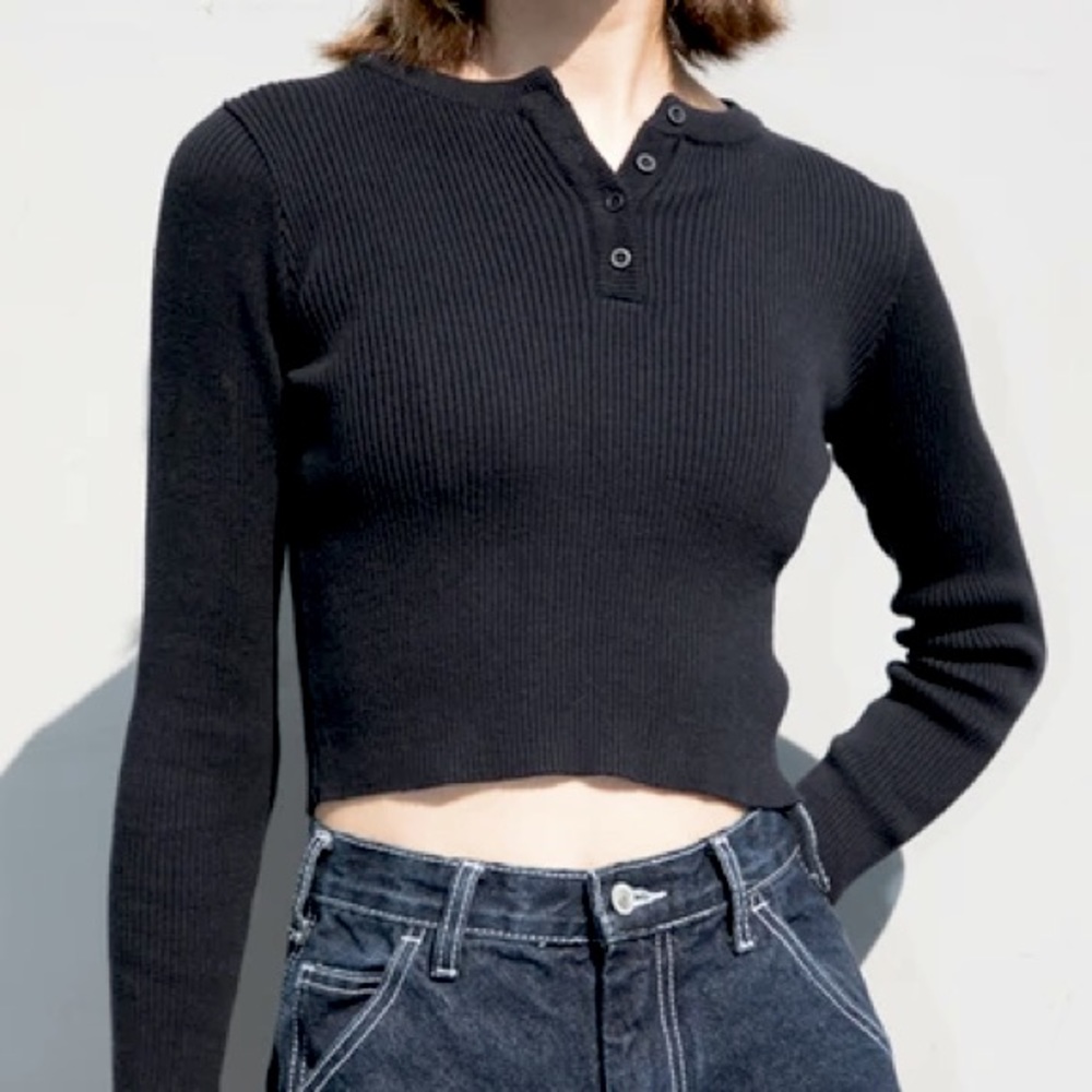 Brandy Melville black Delilah knit top